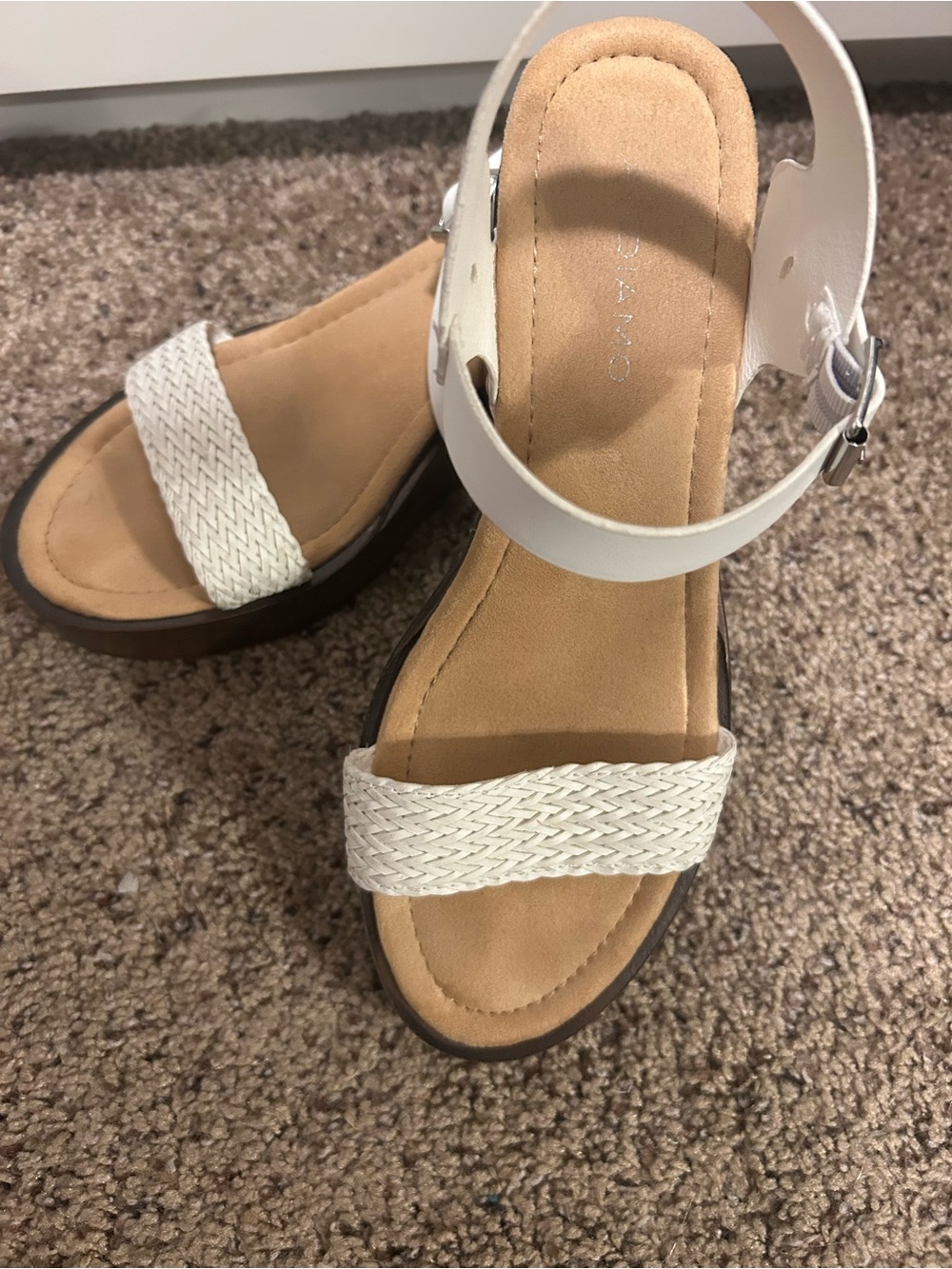 Andiamo White Woven Strap Women's Sandals